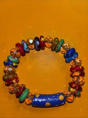 Colorful Beaded Stretch Bracelet - Polychrome